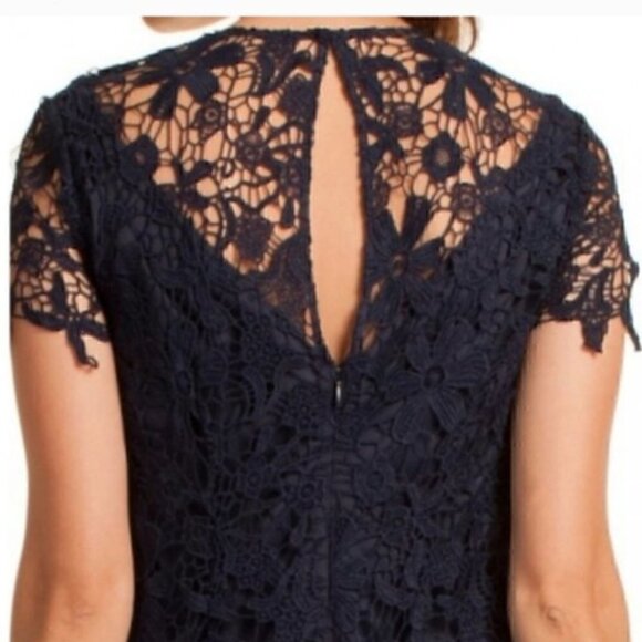 Trina Turk Lace Mini Midnight Navy Short Dress Crochet Lace - Picture 2 of 10